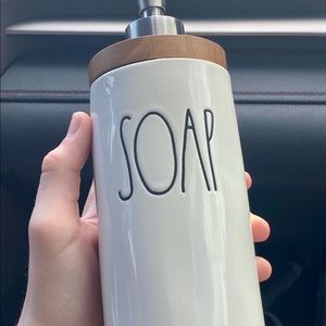 NEW Rae Dunn Soap Dispenser with Wood Trim